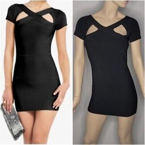 BCBGMAXAZRIA black bandage cutout mini dress size MEDIUM